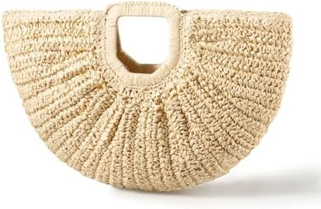 YYW handgemaakte tas voor dames, handgeweven stro Grote Hobo tas voor dames Ronde handgreep ring TOTO ZOMER strandtas strand