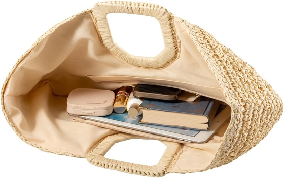 YYW handgemaakte tas voor dames, handgeweven stro Grote Hobo tas voor dames Ronde handgreep ring TOTO ZOMER strandtas strand