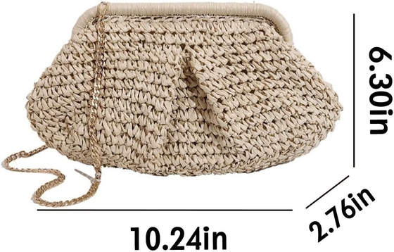 Strand Chic Vrouwen Raffia stro Dumpling Clutch stijlvolle zomervakantie crossbody tas Rattan tas