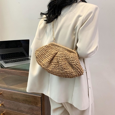 Strand Chic Vrouwen Raffia stro Dumpling Clutch stijlvolle zomervakantie crossbody tas Rattan tas