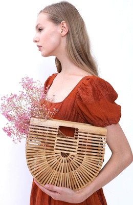 MIUCO Vrouwen BAMBOE HANDTASK Handgemaakt GROTE TOTE BAG Straw strandtassen strandtassen