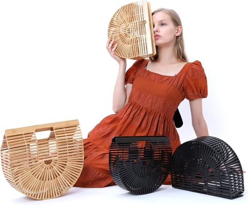 MIUCO Vrouwen BAMBOE HANDTASK Handgemaakt GROTE TOTE BAG Straw strandtassen strandtassen