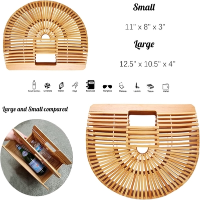 MIUCO Vrouwen BAMBOE HANDTASK Handgemaakt GROTE TOTE BAG Straw strandtassen strandtassen