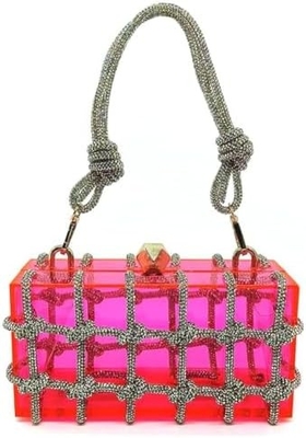 Duidelijke Acrylische Tas Rhinestone Acrylische Clutch Kristallen Avondtassen Voor Vrouwen Glitter Handtas Voor Bruiloft Cocktail Party