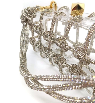 Duidelijke Acrylische Tas Rhinestone Acrylische Clutch Kristallen Avondtassen Voor Vrouwen Glitter Handtas Voor Bruiloft Cocktail Party