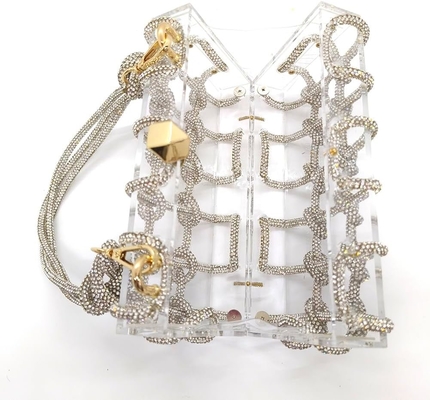 Duidelijke Acrylische Tas Rhinestone Acrylische Clutch Kristallen Avondtassen Voor Vrouwen Glitter Handtas Voor Bruiloft Cocktail Party