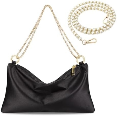 Vrouwen Satine avondtas Clutch tas Handtas voor vrouwen Bruiloft schoudertas met 2 kettingen voor formele cocktail party