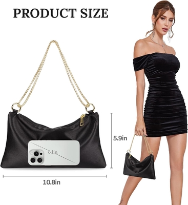 Vrouwen Satine avondtas Clutch tas Handtas voor vrouwen Bruiloft schoudertas met 2 kettingen voor formele cocktail party