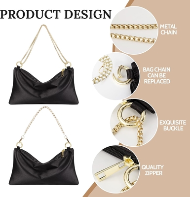 Vrouwen Satine avondtas Clutch tas Handtas voor vrouwen Bruiloft schoudertas met 2 kettingen voor formele cocktail party