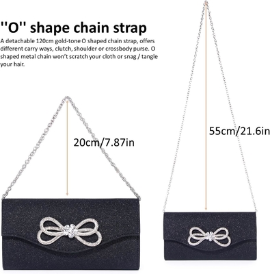 Vrouwen avond handtas glanzend kristal boog flap klem tas voor vrouwen bruiloft feest prom tas