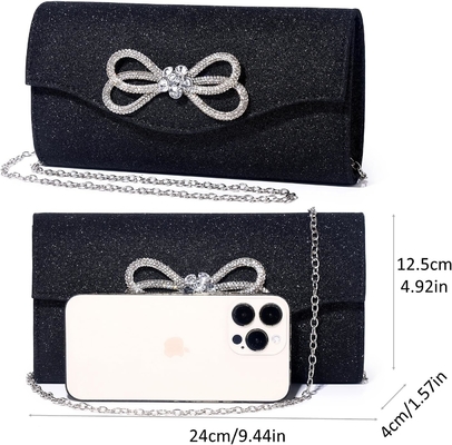 Vrouwen avond handtas glanzend kristal boog flap klem tas voor vrouwen bruiloft feest prom tas