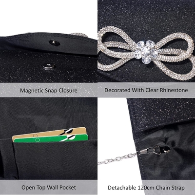 Vrouwen avond handtas glanzend kristal boog flap klem tas voor vrouwen bruiloft feest prom tas