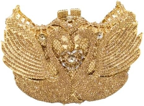 Boetique de FGG Vrouwen Zwan Clutch Kristal avondtassen Bruiloftsfeest Diner Dames Rhinestone MINAUDIERE Handtas