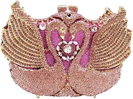 Boetique de FGG Vrouwen Zwan Clutch Kristal avondtassen Bruiloftsfeest Diner Dames Rhinestone MINAUDIERE Handtas