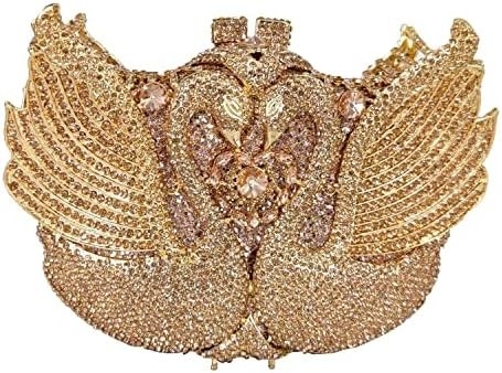 Boetique de FGG Vrouwen Zwan Clutch Kristal avondtassen Bruiloftsfeest Diner Dames Rhinestone MINAUDIERE Handtas