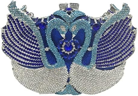 Boetique de FGG Vrouwen Zwan Clutch Kristal avondtassen Bruiloftsfeest Diner Dames Rhinestone MINAUDIERE Handtas