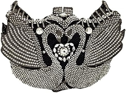 Boetique de FGG Vrouwen Zwan Clutch Kristal avondtassen Bruiloftsfeest Diner Dames Rhinestone MINAUDIERE Handtas
