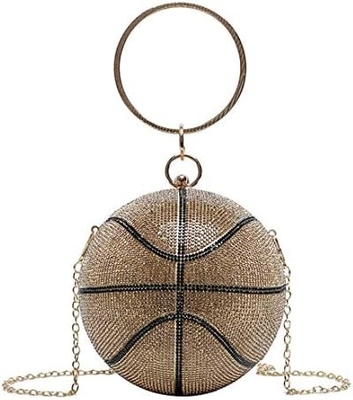 Vrouwen basketbal in de vorm van een kruis body bag strass ronde bal kristallen avond tas grip handtas voor bruiloft