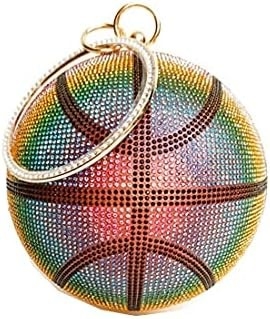 Vrouwen basketbal in de vorm van een kruis body bag strass ronde bal kristallen avond tas grip handtas voor bruiloft