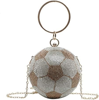 Vrouwen basketbal in de vorm van een kruis body bag strass ronde bal kristallen avond tas grip handtas voor bruiloft