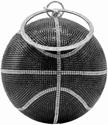 Vrouwen basketbal in de vorm van een kruis body bag strass ronde bal kristallen avond tas grip handtas voor bruiloft