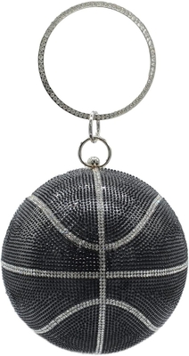 Vrouwen basketbal in de vorm van een kruis body bag strass ronde bal kristallen avond tas grip handtas voor bruiloft