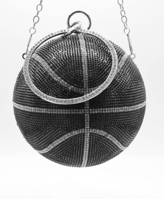 Vrouwen basketbal in de vorm van een kruis body bag strass ronde bal kristallen avond tas grip handtas voor bruiloft