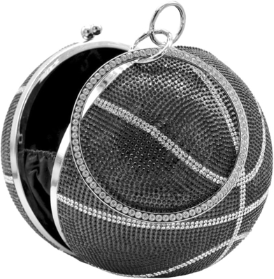 Vrouwen basketbal in de vorm van een kruis body bag strass ronde bal kristallen avond tas grip handtas voor bruiloft