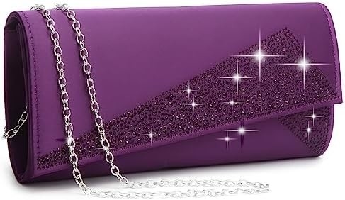 DASEIN Vrouwen Satine Strass Clutch avondtassen Glinster Glinster Glinster Handtas voor feest Bruiloft Cocktail Bal