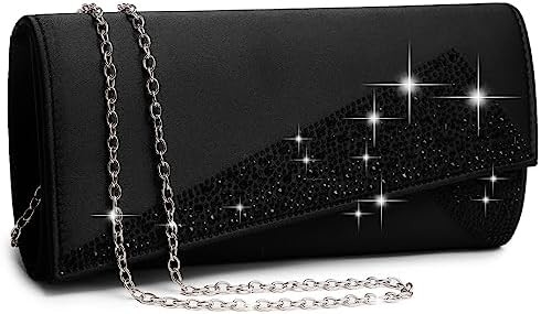 DASEIN Vrouwen Satine Strass Clutch avondtassen Glinster Glinster Glinster Handtas voor feest Bruiloft Cocktail Bal