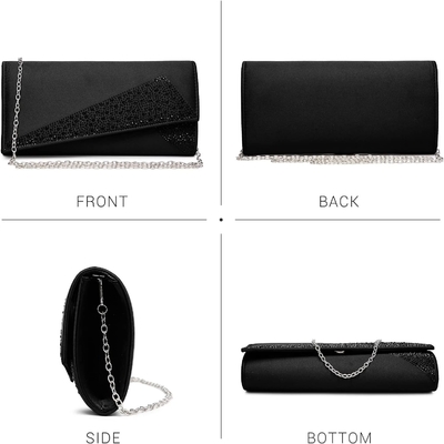 DASEIN Vrouwen Satine Strass Clutch avondtassen Glinster Glinster Glinster Handtas voor feest Bruiloft Cocktail Bal