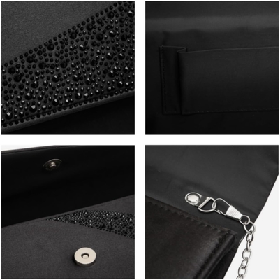DASEIN Vrouwen Satine Strass Clutch avondtassen Glinster Glinster Glinster Handtas voor feest Bruiloft Cocktail Bal