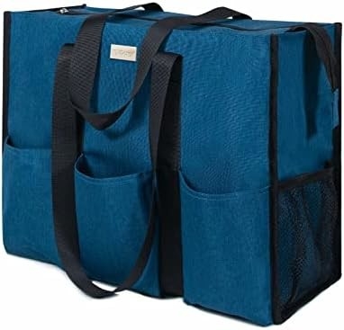 TOPDESIGN NUTILITY WATER RESISTENT TOTE BAG met 13 buitenste en binnenste zakken, top rits sluiting en dikke bodem steun
