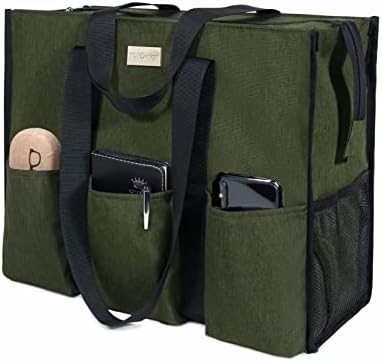 TOPDESIGN NUTILITY WATER RESISTENT TOTE BAG met 13 buitenste en binnenste zakken, top rits sluiting en dikke bodem steun