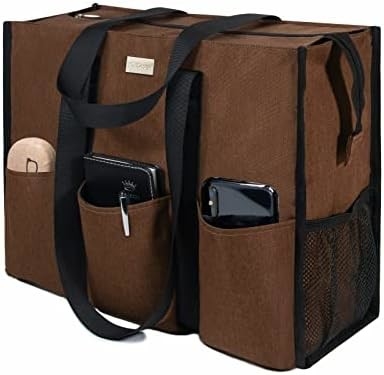 TOPDESIGN NUTILITY WATER RESISTENT TOTE BAG met 13 buitenste en binnenste zakken, top rits sluiting en dikke bodem steun