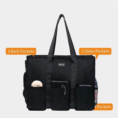TOPDESIGN NUTILITY WATER RESISTENT TOTE BAG met 13 buitenste en binnenste zakken, top rits sluiting en dikke bodem steun