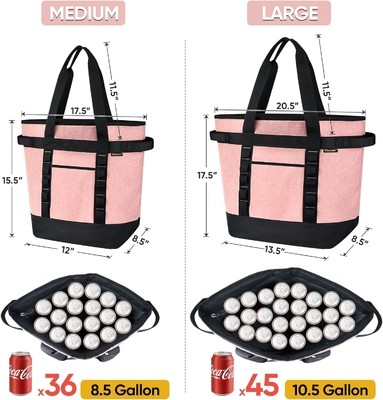 WALINE LARGE 36-CAN COOLER BAGS geïsoleerd, PEVA SOFT COOLER TOTE BAG, geïsoleerde kruidenierszakken met rits boven