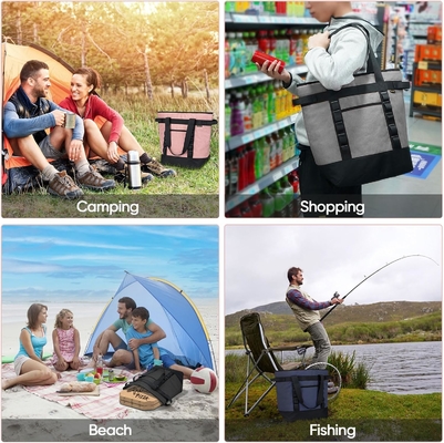 WALINE LARGE 36-CAN COOLER BAGS geïsoleerd, PEVA SOFT COOLER TOTE BAG, geïsoleerde kruidenierszakken met rits boven
