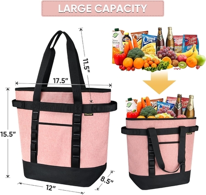 WALINE LARGE 36-CAN COOLER BAGS geïsoleerd, PEVA SOFT COOLER TOTE BAG, geïsoleerde kruidenierszakken met rits boven