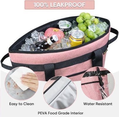 WALINE LARGE 36-CAN COOLER BAGS geïsoleerd, PEVA SOFT COOLER TOTE BAG, geïsoleerde kruidenierszakken met rits boven
