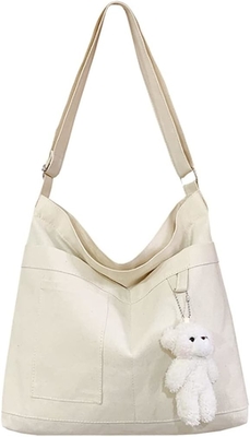 Merk: Kehpish Economische katoenen doek Tote Bag,Vrouwen Hobo Schoudertas Crossbody Handtas met 3 Buitenzakken