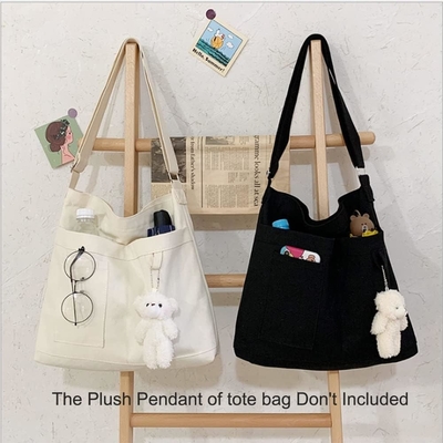 Merk: Kehpish Economische katoenen doek Tote Bag,Vrouwen Hobo Schoudertas Crossbody Handtas met 3 Buitenzakken