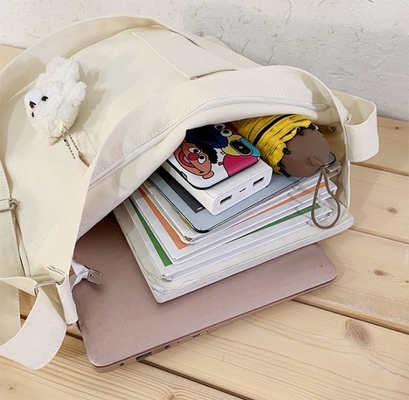 Merk: Kehpish Economische katoenen doek Tote Bag,Vrouwen Hobo Schoudertas Crossbody Handtas met 3 Buitenzakken