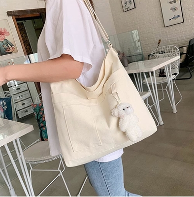 Merk: Kehpish Economische katoenen doek Tote Bag,Vrouwen Hobo Schoudertas Crossbody Handtas met 3 Buitenzakken