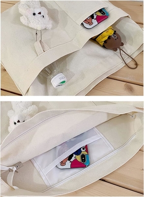 Merk: Kehpish Economische katoenen doek Tote Bag,Vrouwen Hobo Schoudertas Crossbody Handtas met 3 Buitenzakken