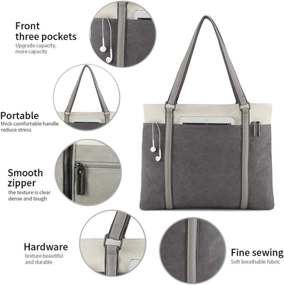 Vrouwen Laptop TOTE BAG voor het werk lichtgewicht splice doek 15,6 inch handtas