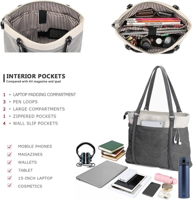 Vrouwen Laptop TOTE BAG voor het werk lichtgewicht splice doek 15,6 inch handtas