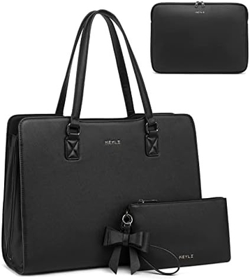 KEYLI 4PC SETS LAPTOP BAG VIR VROUWEN grote leer laptop briefcase met USB oplaadpoort computer schouder TOTE BAGS PU