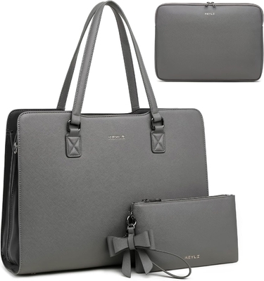 KEYLI 4PC SETS LAPTOP BAG VIR VROUWEN grote leer laptop briefcase met USB oplaadpoort computer schouder TOTE BAGS PU