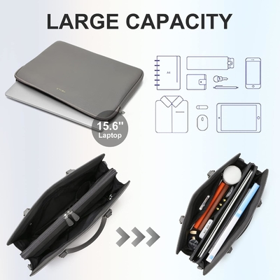 KEYLI 4PC SETS LAPTOP BAG VIR VROUWEN grote leer laptop briefcase met USB oplaadpoort computer schouder TOTE BAGS PU